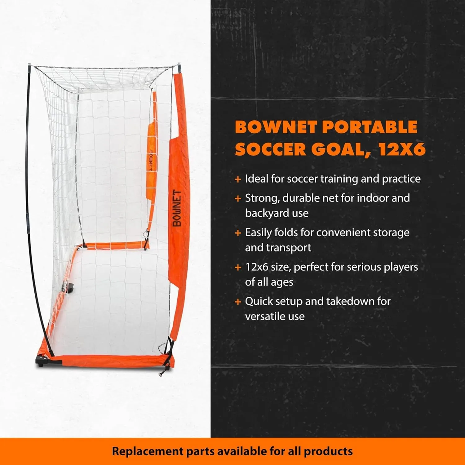 Bownet Regulation Portable Soccer Goal – Folding Pop Up Net for Backyard Training & Games, w/Carry Bag