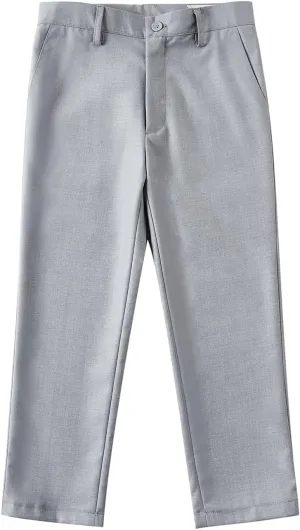 Boys Dress Pants Adjustable Waist Flat Front Pant Wedding School Uniforms Pants