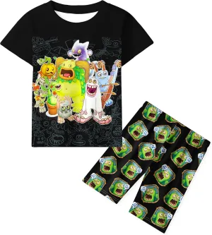 Boys Monsters Shirts and Pants Sets for 6-12 Years Kids Monster Casual Clothes