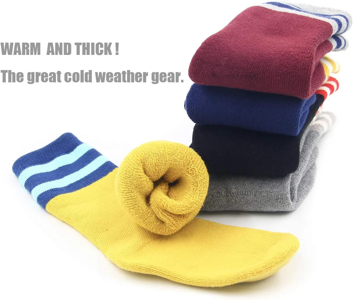 Boys Winter Warm Socks Kids Cotton Crew Socks Cartoon Bear Socks For Boys