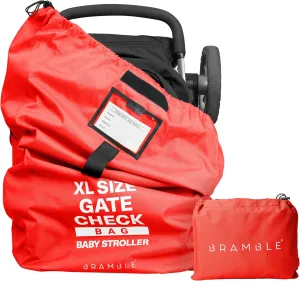 Bramble Extra Large Gate Check Stroller Bag for Airplane - Stroller Storage Bag (Red, 47", 600D Oxford Waterproof) - Double Stroller Travel Bag for Airplane, Baby Stroller Cover for Air Travel