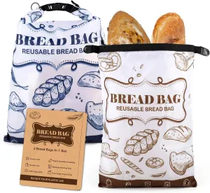 Bread Bags, 2 Packs Bread Bags for Homemade Bread, Reusable Sourdough Storage Bag With Zipper, Large Freezer Container to Keep Bread Fresh (Blue)