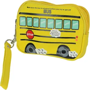 Bright Yellow Canvas School Bus Wristlet Clutch Purse