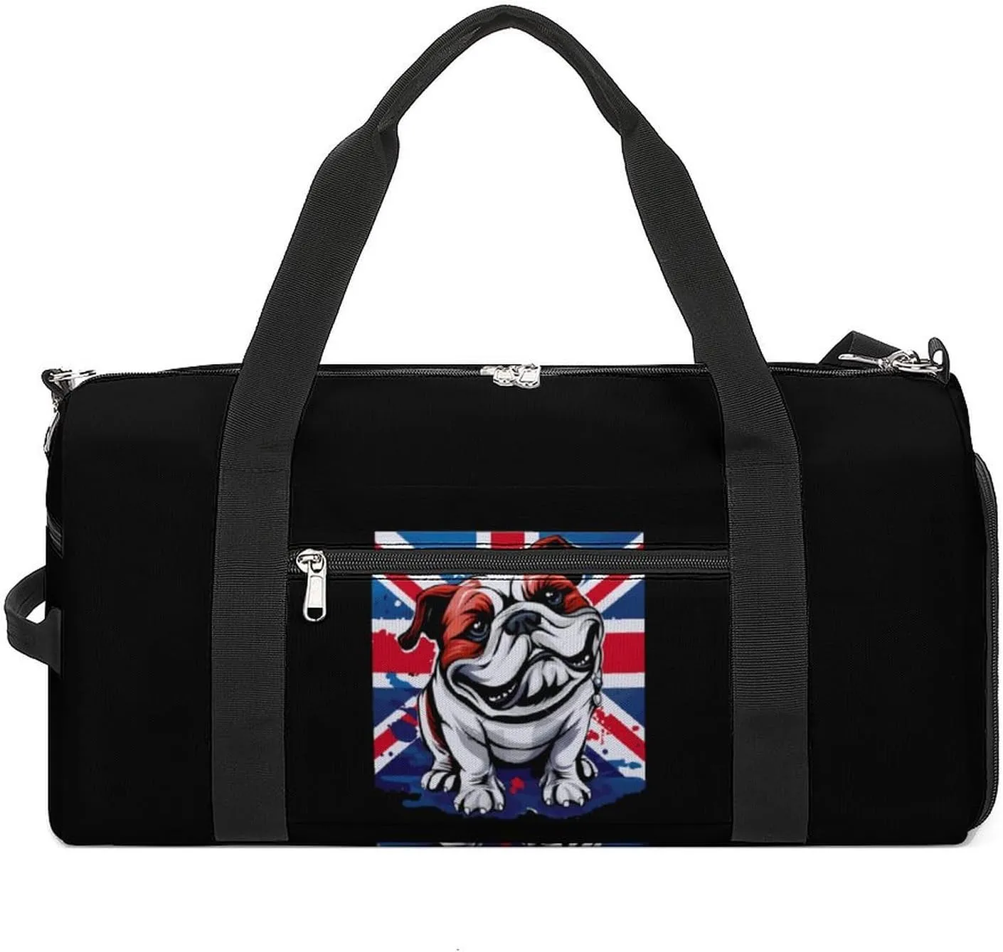 British Flag Bulldog Sports Gym Bag for Men Women Travel Duffel Bag with Shoulder Strap