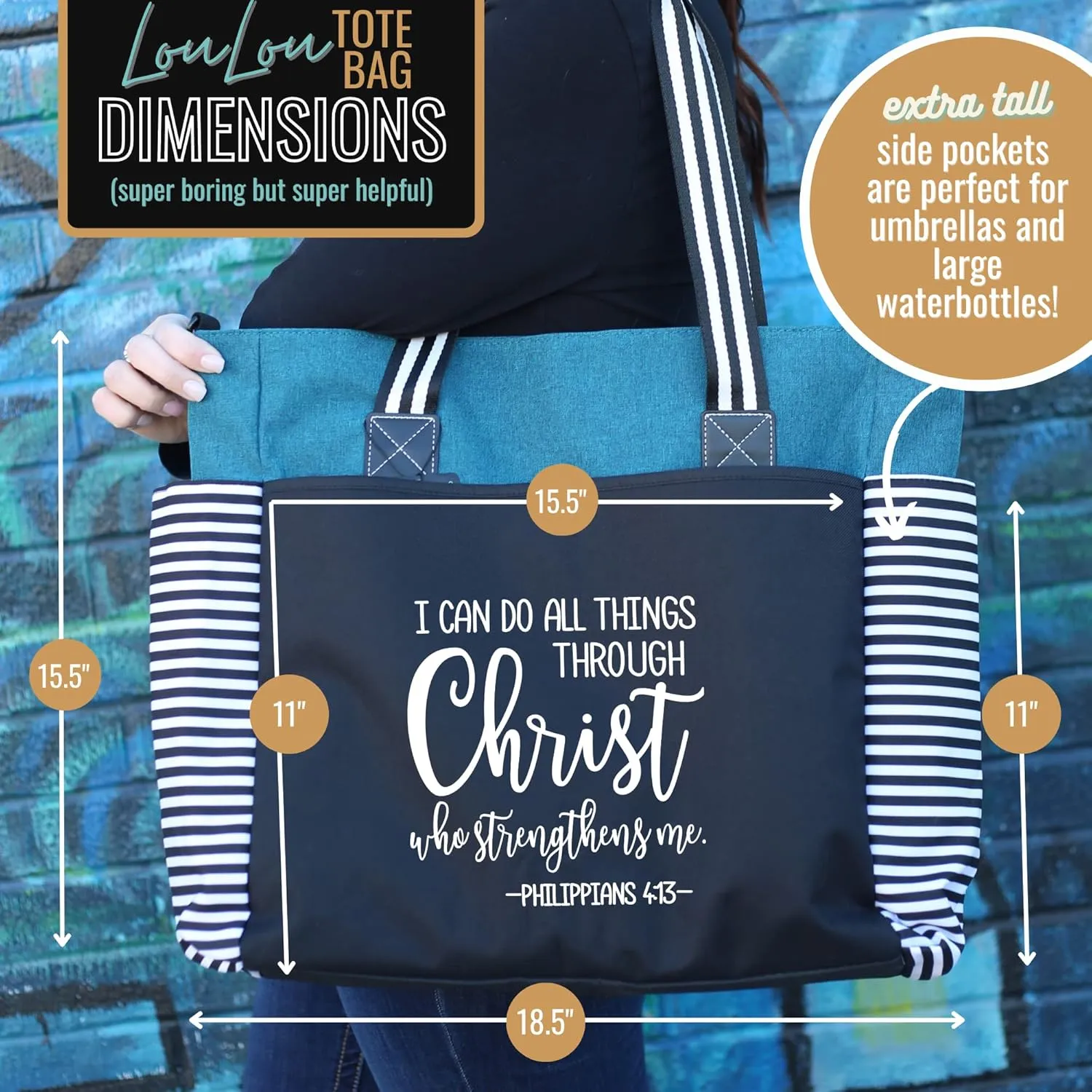 Brooke & Jess Designs Church Bags for Women - Bible Tote Bags for Women, Large Tote Bag for Womens with Zipper