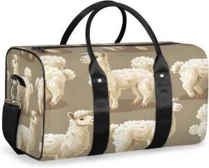 Brown Llama Travel Duffle Bag, Sports Gym Bags for Women Men, Carry On Weekender Overnight Bag, Alpaca Sheep Workout Hospital Airplane Trips Bag