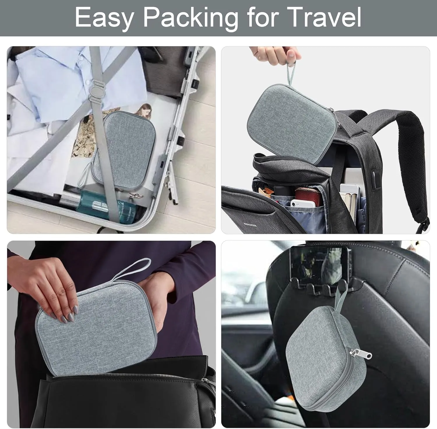 Bukere Travel Sunglasses Organizer Glasses Case, 3 Adjustable Slot for Multiple Eyeglasses, Hard Eyewear Box for Men Women