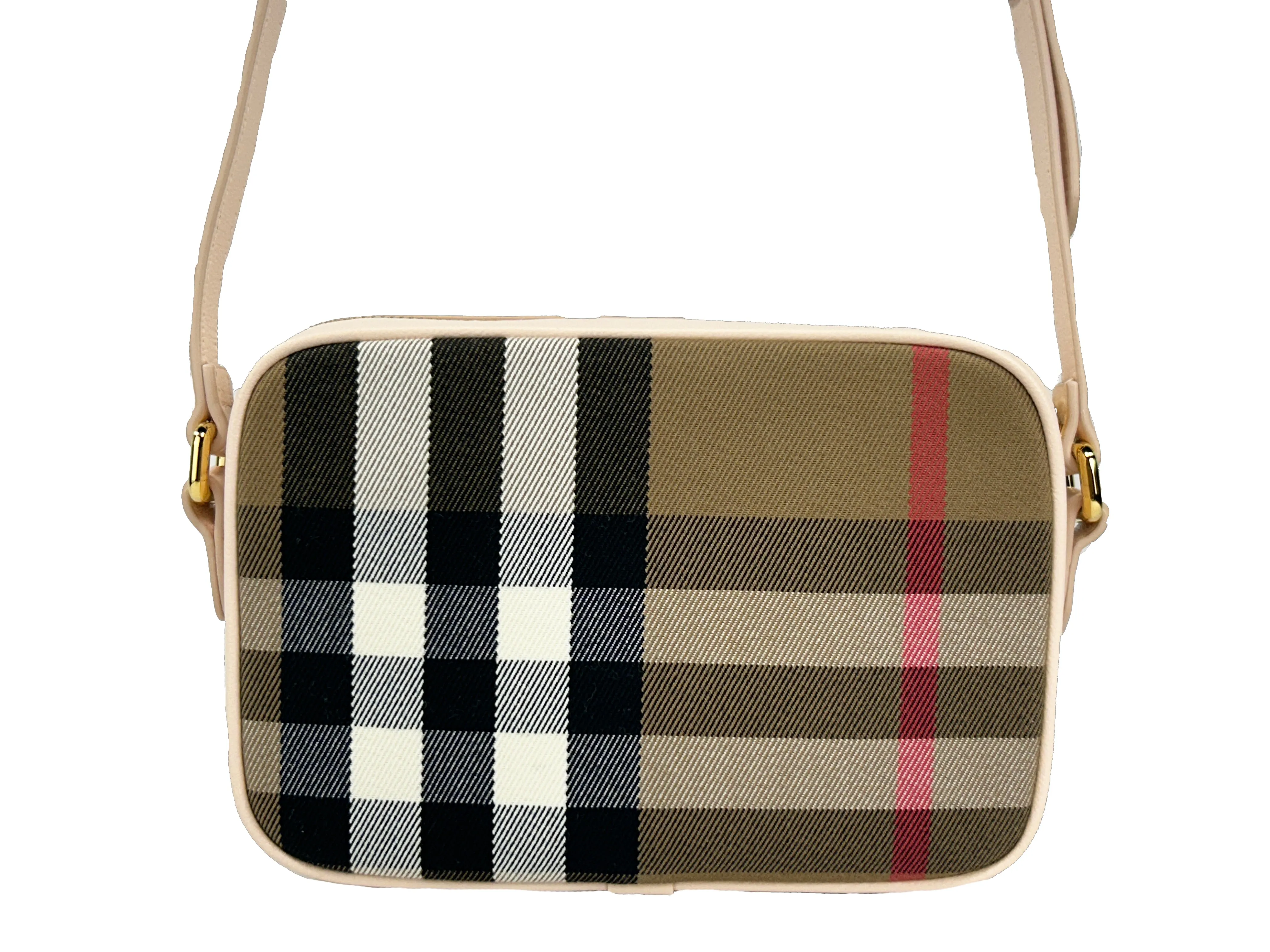 Burberry Small Leather Camera Crossbody Check Bag