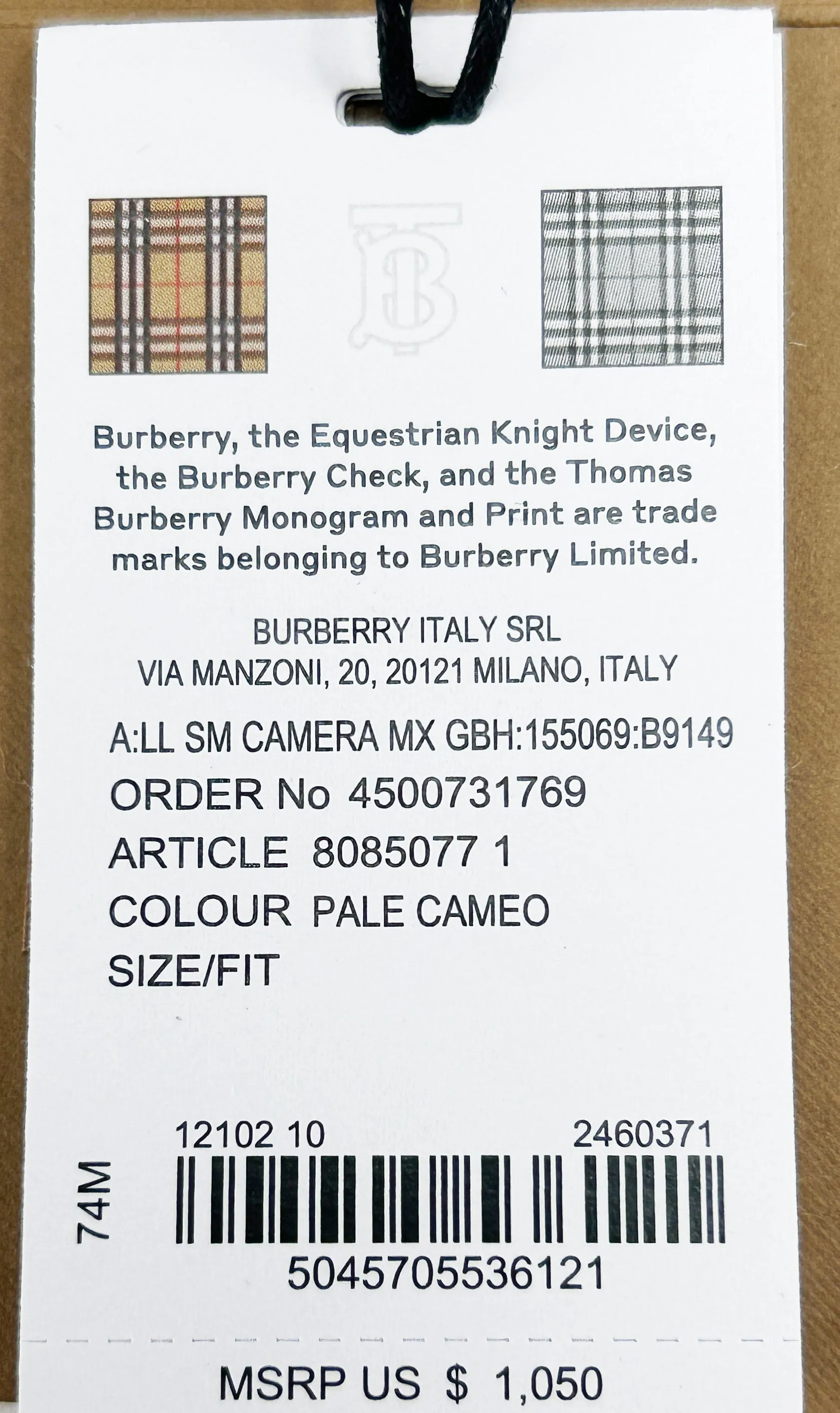 Burberry Small Leather Camera Crossbody Check Bag