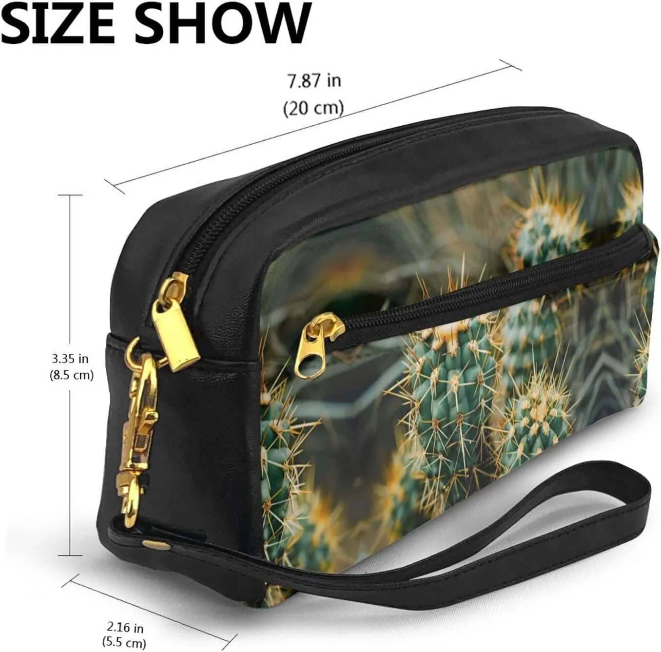 Cactus Print Portable Makeup Bag,Travel-Friendly Design,Versatile Mini Makeup Pouchtion