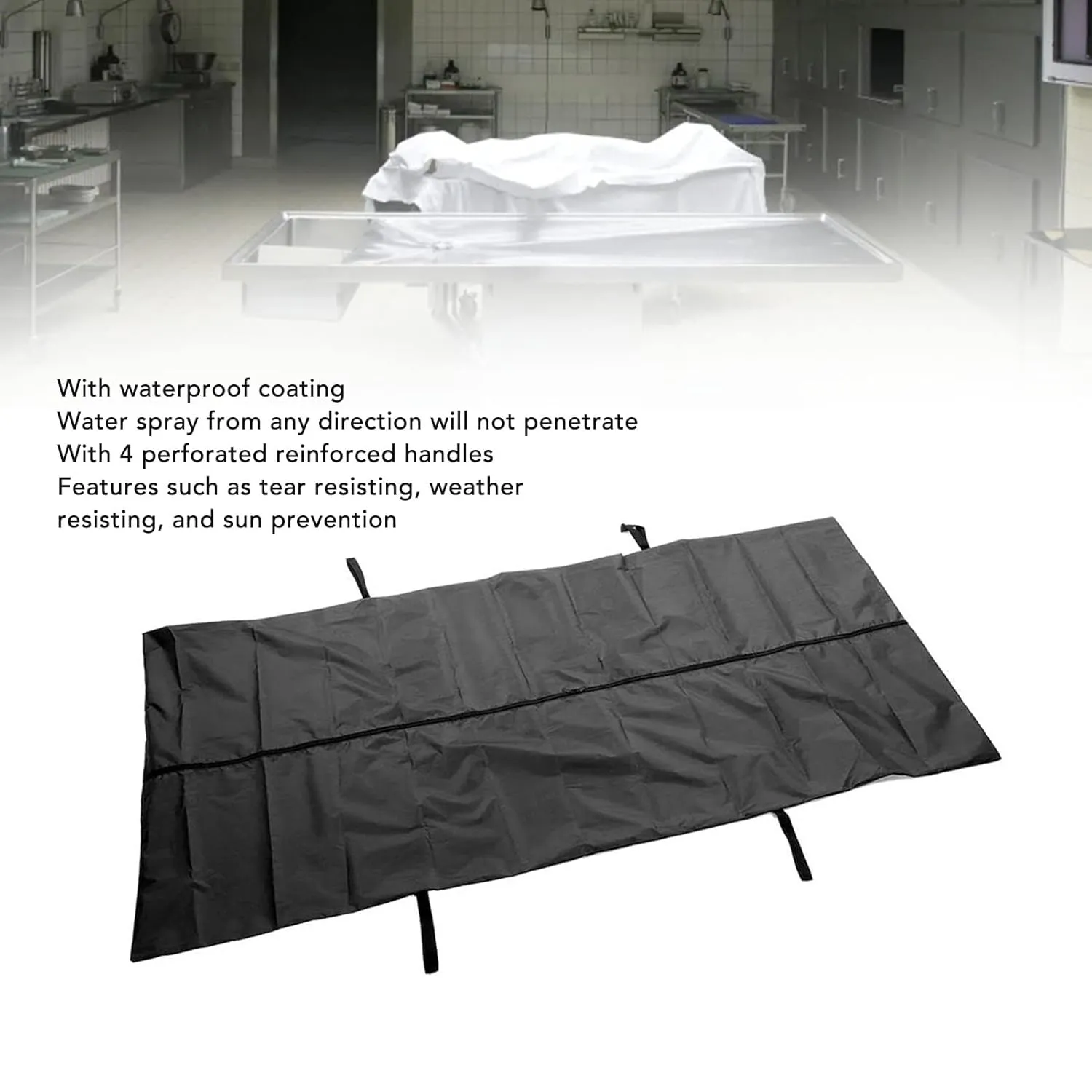 Cadaver Bag, Black Emergency Cadaver Body Bag Oxford Cloth Body Storage Bag, Portable Human Body Bag 210D Cadaver Bag for Funeral Hospital Transportation (150 * 60CM)