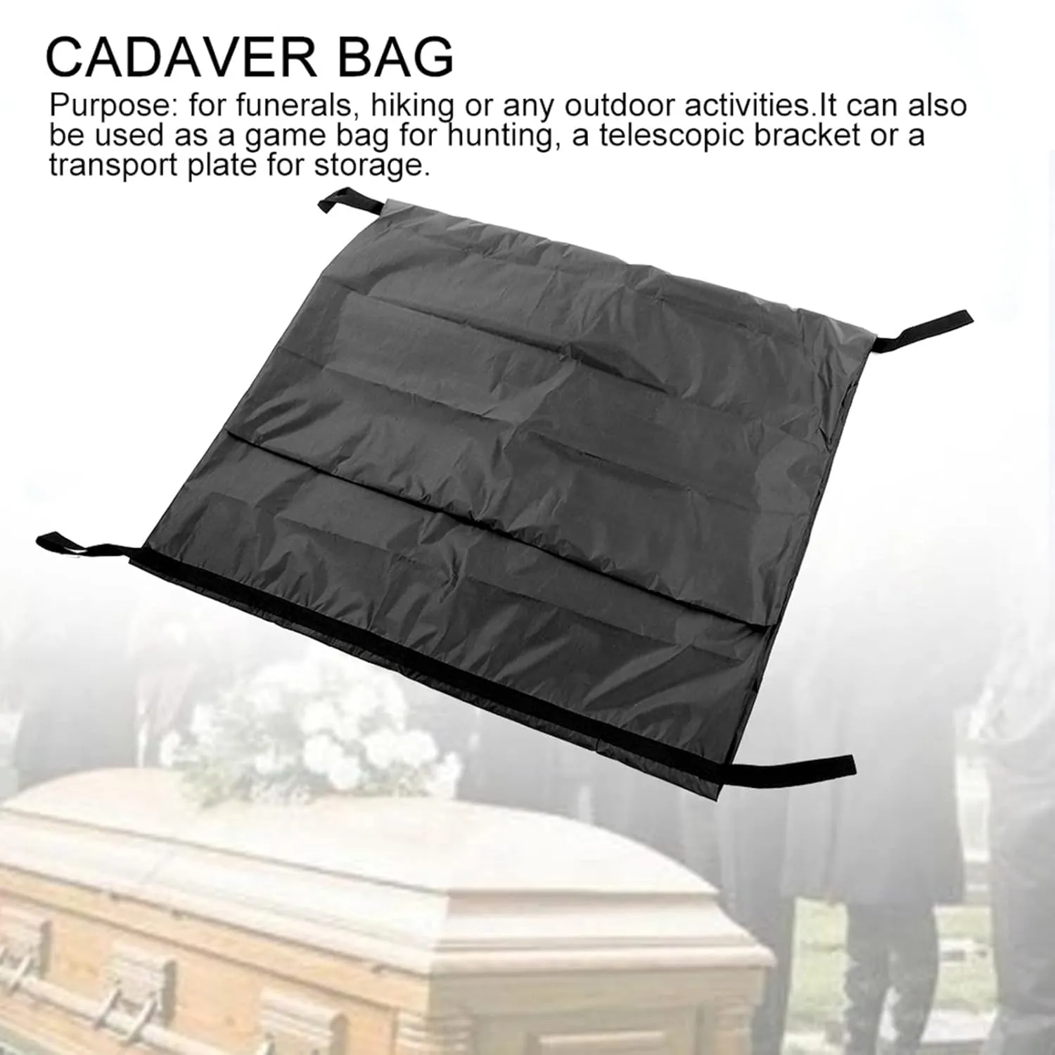 Cadaver Bag, Black Emergency Cadaver Body Bag Oxford Cloth Body Storage Bag, Portable Human Body Bag 210D Cadaver Bag for Funeral Hospital Transportation (150 * 60CM)
