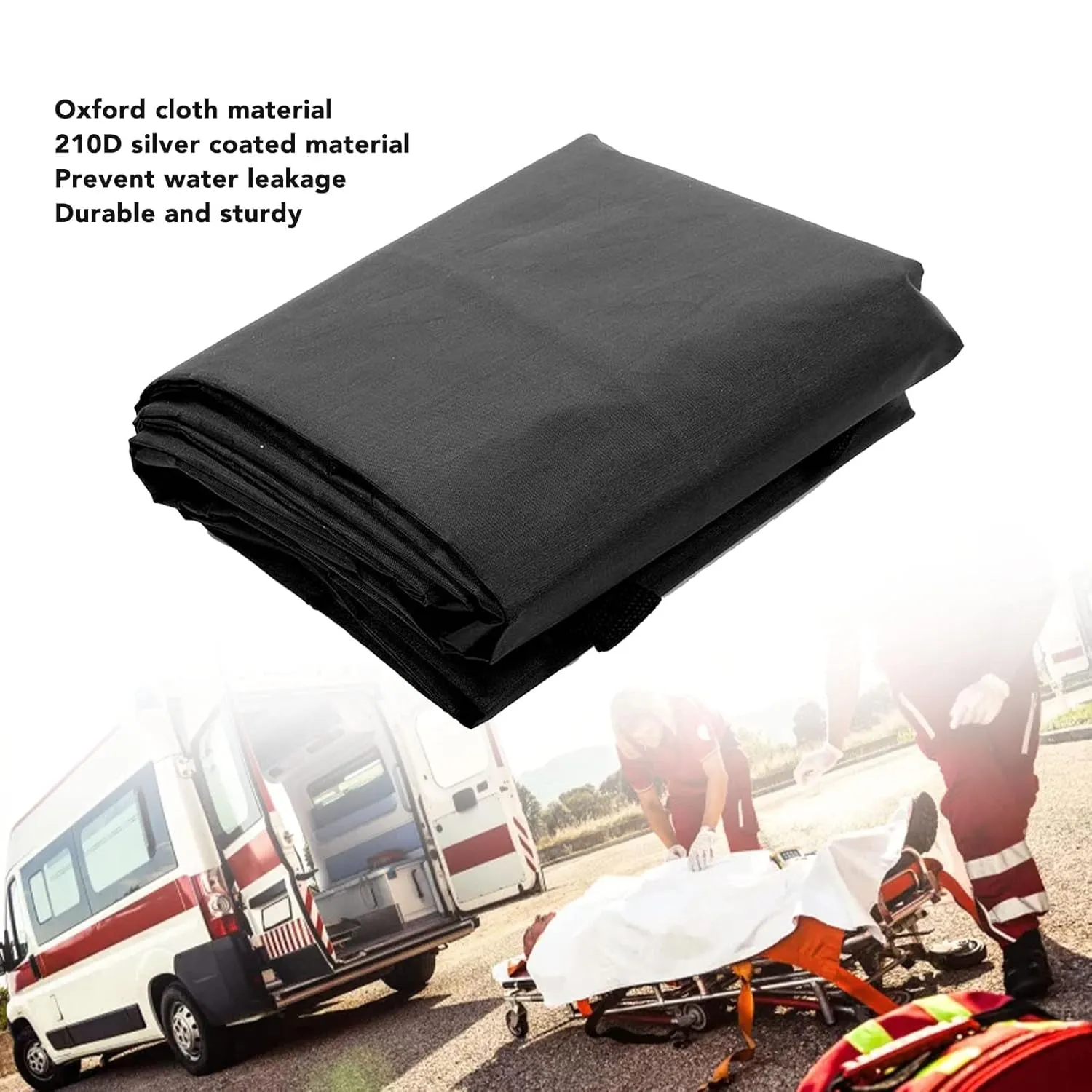Cadaver Bag, Black Emergency Cadaver Body Bag Oxford Cloth Body Storage Bag, Portable Human Body Bag 210D Cadaver Bag for Funeral Hospital Transportation (150 * 60CM)