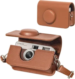 CAIYOULE Camera Case for Kodak EKTAR H35 H35N/F8/F9 Half Frame Film Camera, PU Leather Camera Case for Kodak Carrying Protective Case with Shoulder Strap, Brown (No Camera)