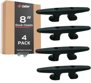 Caliber 8 Inch Dock Cleats, Impact Resistant Nylon Boat Cleats for Kayaks, Canoes and Small Boats, 4 Pack