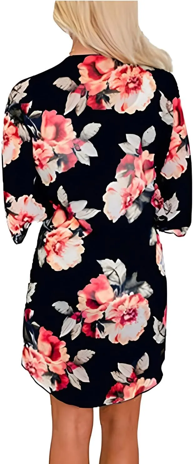 Camisunny Women Chiffon Printed Cardigan Kimono Robe Tops Beach Bikini Cover up Blouse