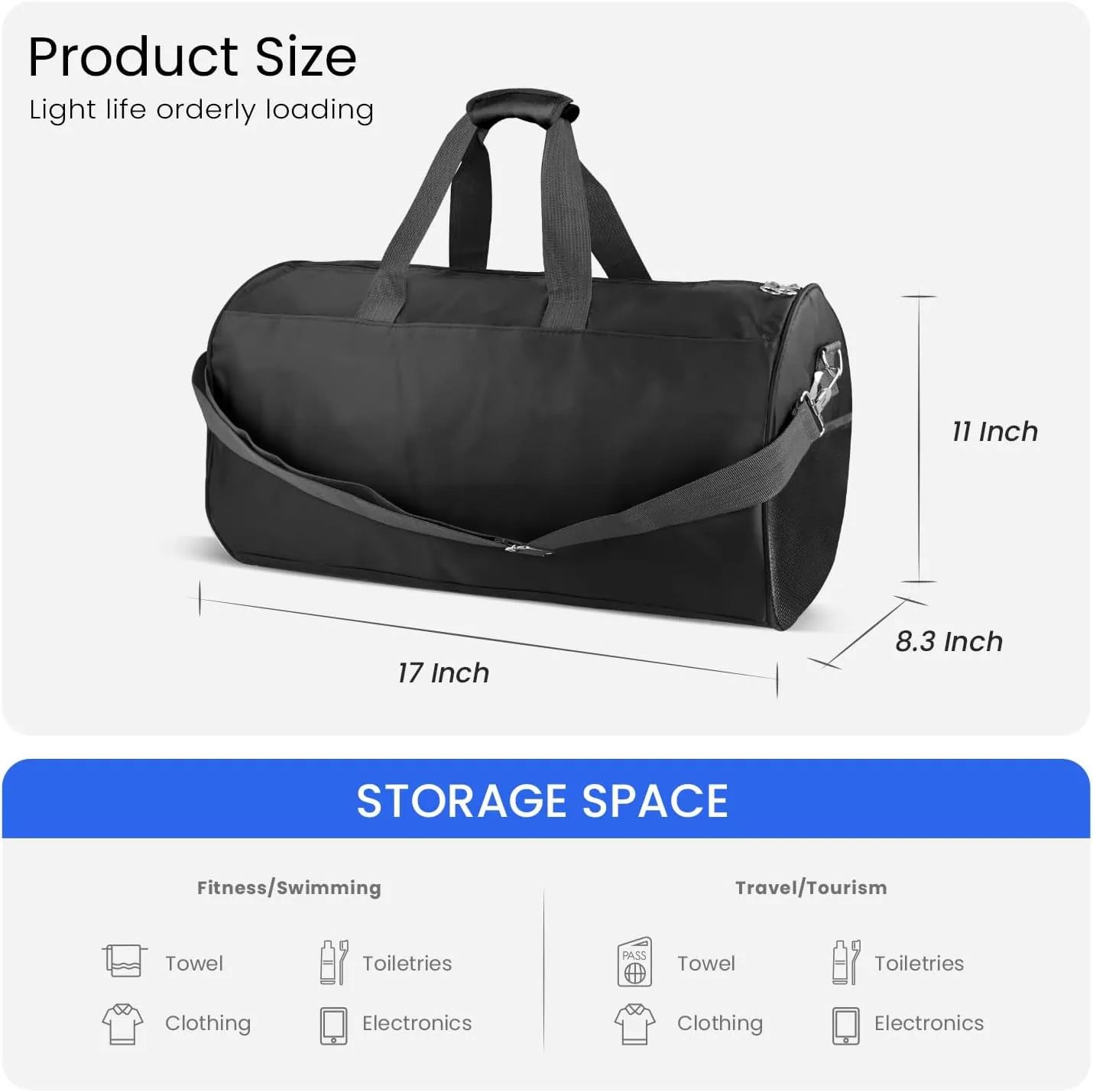 C&F BOGMOST Small Gym Bag for Travel & Duffel - 17 Inch Lightweight Carry On Bag for Men & Women, Mini Duffel Bag,Perfect for Sports, Weekend Trips, and Overnight Stays, Beige