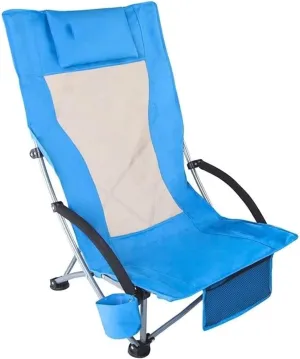 Camping Chair Folding Portable High-Backed Armchair Padded Deck Beach omics Breathable Comfortable with Headrest Chairs for Adults