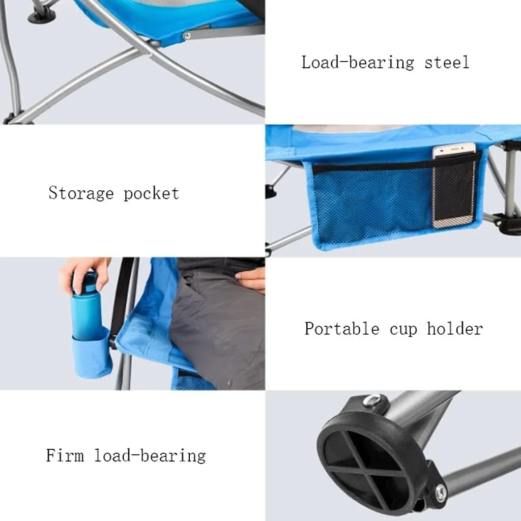 Camping Chair Folding Portable High-Backed Armchair Padded Deck Beach omics Breathable Comfortable with Headrest Chairs for Adults