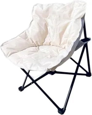 Camping Chair Moon Chair Heavy Duty Sofa Chair Portable Fishing Lounge Chair Foldable Seat for Adults Hiking Outdoor Sports, White