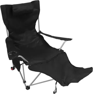 Camping Lounge Chair, 900D Oxford Cloth Foldable Camping Chair with Detachable Footrest, 4 Positions Adjustable Portable Reclining Camping Chair with Storage Bag for Beach Picnic
