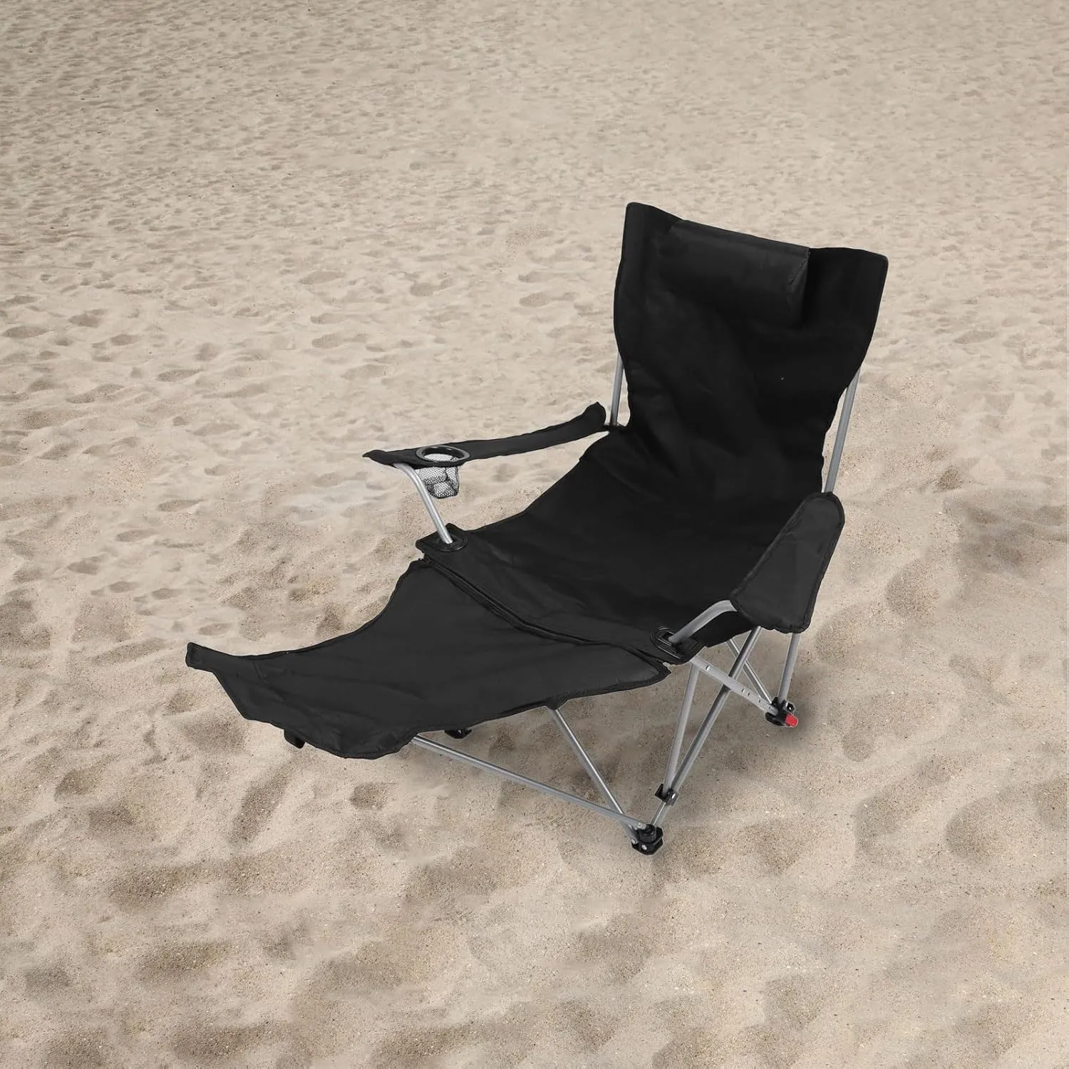 Camping Lounge Chair, 900D Oxford Cloth Foldable Camping Chair with Detachable Footrest, 4 Positions Adjustable Portable Reclining Camping Chair with Storage Bag for Beach Picnic