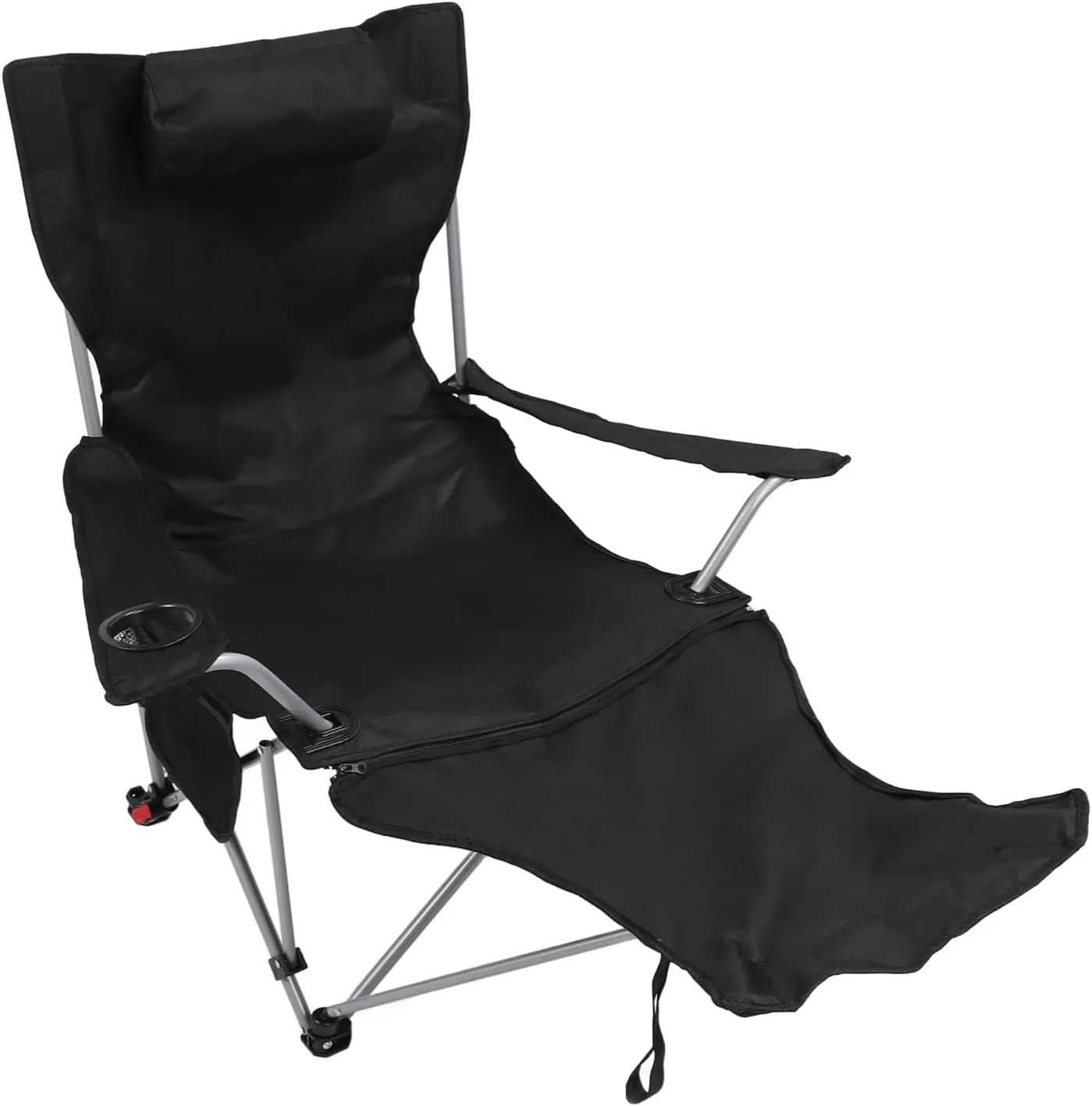 Camping Lounge Chair, 900D Oxford Cloth Foldable Camping Chair with Detachable Footrest, 4 Positions Adjustable Portable Reclining Camping Chair with Storage Bag for Beach Picnic