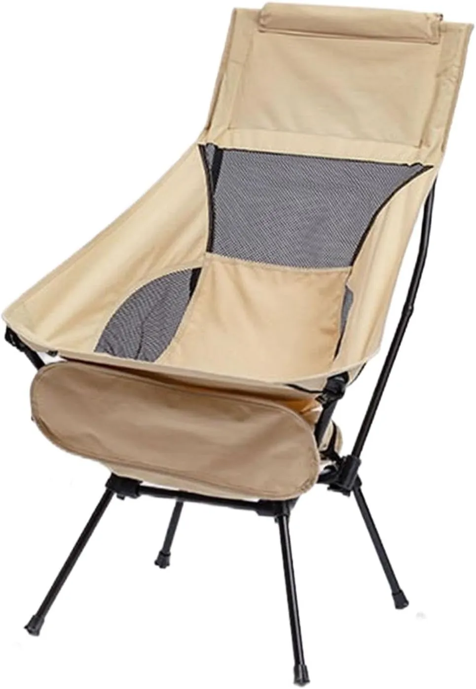 Camping Swing Chair, Compact High Back Furniture, Portable Chair, Telescopic Seat for Travel Hiking, Beige