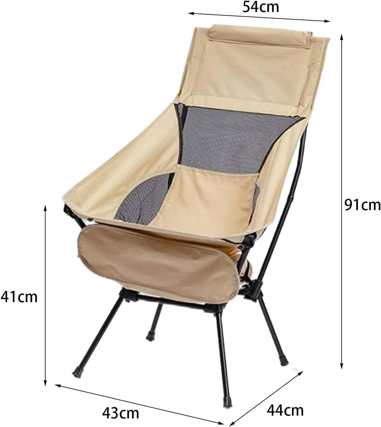 Camping Swing Chair, Compact High Back Furniture, Portable Chair, Telescopic Seat for Travel Hiking, Beige