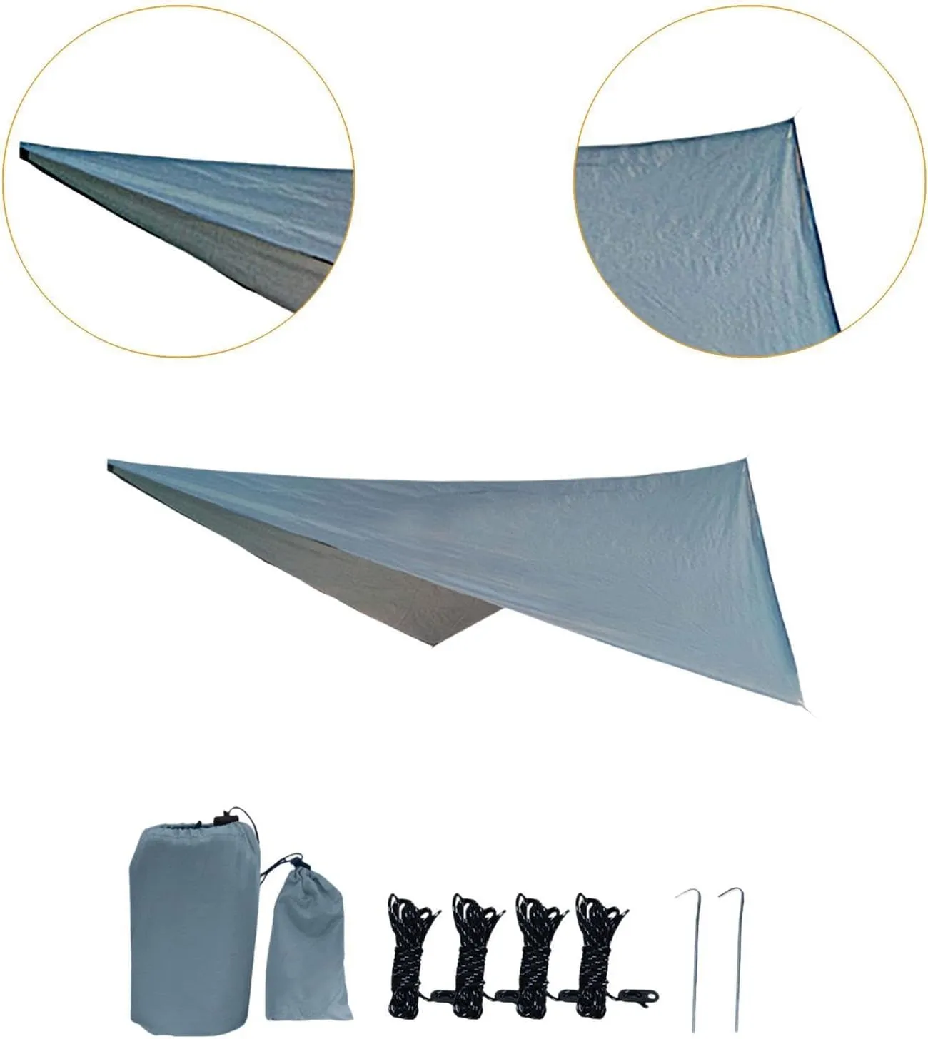 Camping Tarp Hammock Canopy Large Portable Camping Tent Tarp Canopy for Beach Outdoor Activities Garden Travel Picnic, Gray