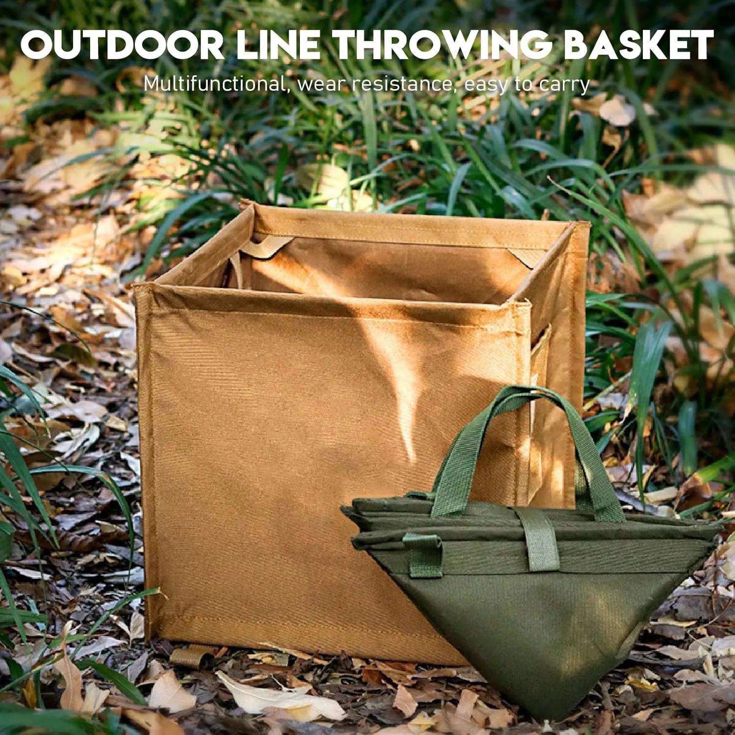 Camping Trash Can, 33L Large Capacity 600D Oxford Cloth Outdoor Trash Can, Reusable Garbage Can for Travel, Camping, Home, Garden, Outdoor (Khaki)
