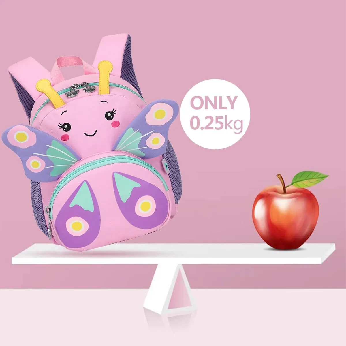 CAMTOP Cute Kids Toddler Backpack Girls Small 3D Cartoon School Bookbags Age 1-3 Daycare Nursary Travel Bags (Butterfly-Pink)