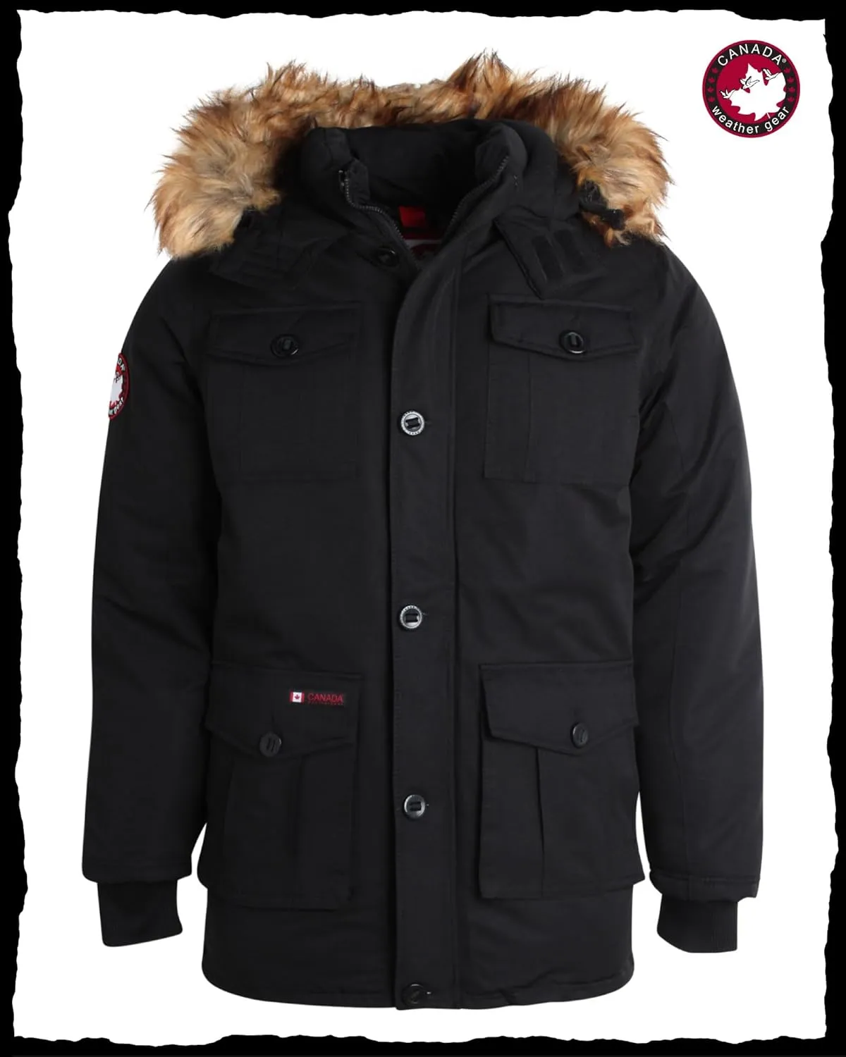 CANADA WEATHER GEAR Men's Winter Coat - Heavyweight Teflon Canvas Parka Jacket (M-XXL)