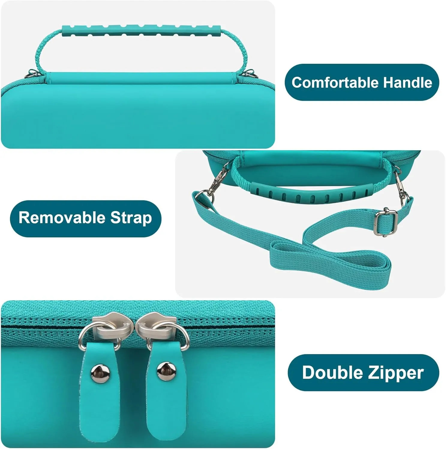 Canboc 4K Digital Camera Case for Femivo/brewene/zheozeig/VETEK 4K Vlogging Camera, Vlogging Camera Bag with Removable Shoulder Strap, Mesh Pocket fit Lens, Battery, Cable, Turquoise (Case Only)