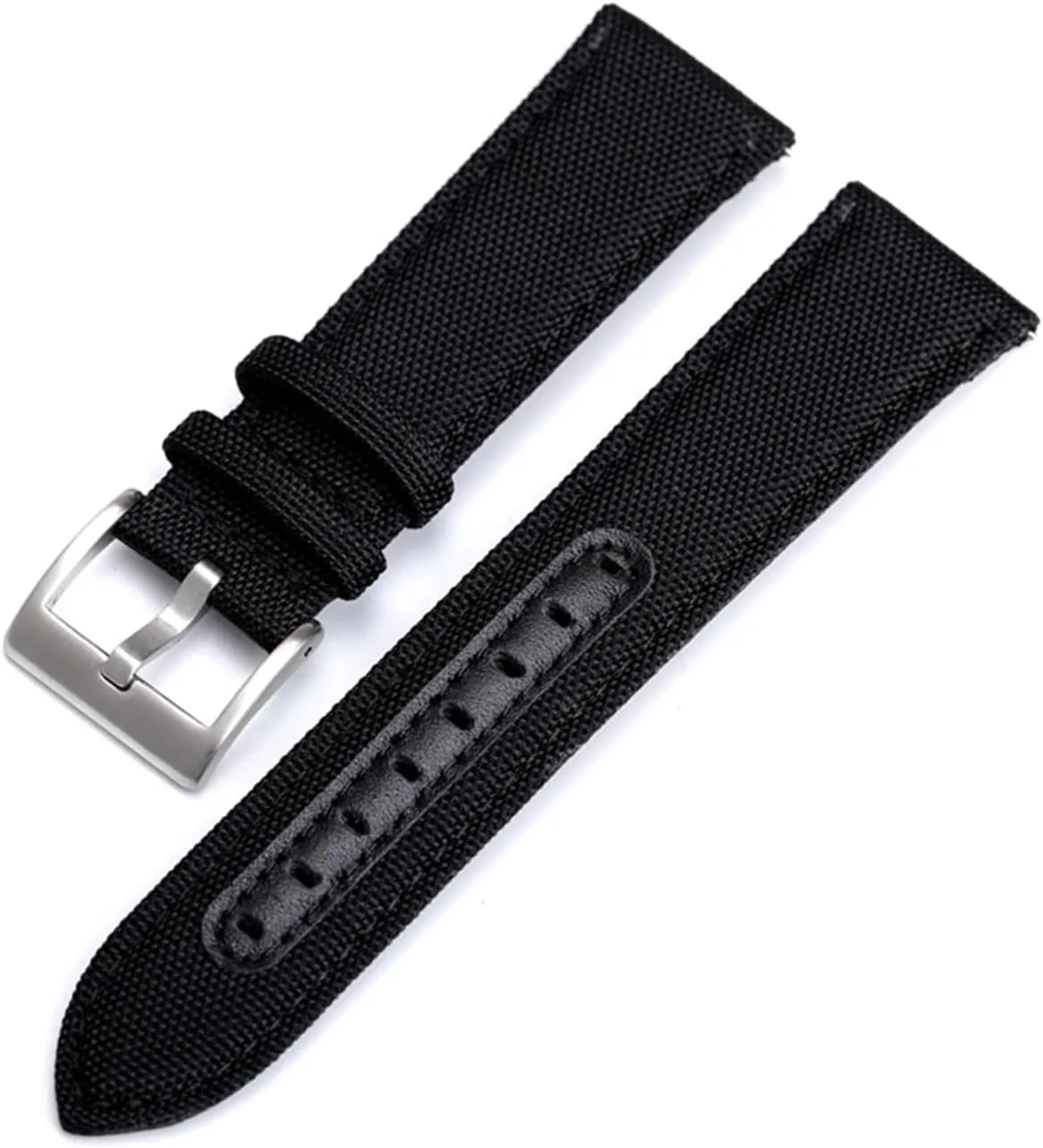Canvas And Leather Watchband 20MM 22MM Black And Green Men's Military Watch Strap Handmade Bracelet
