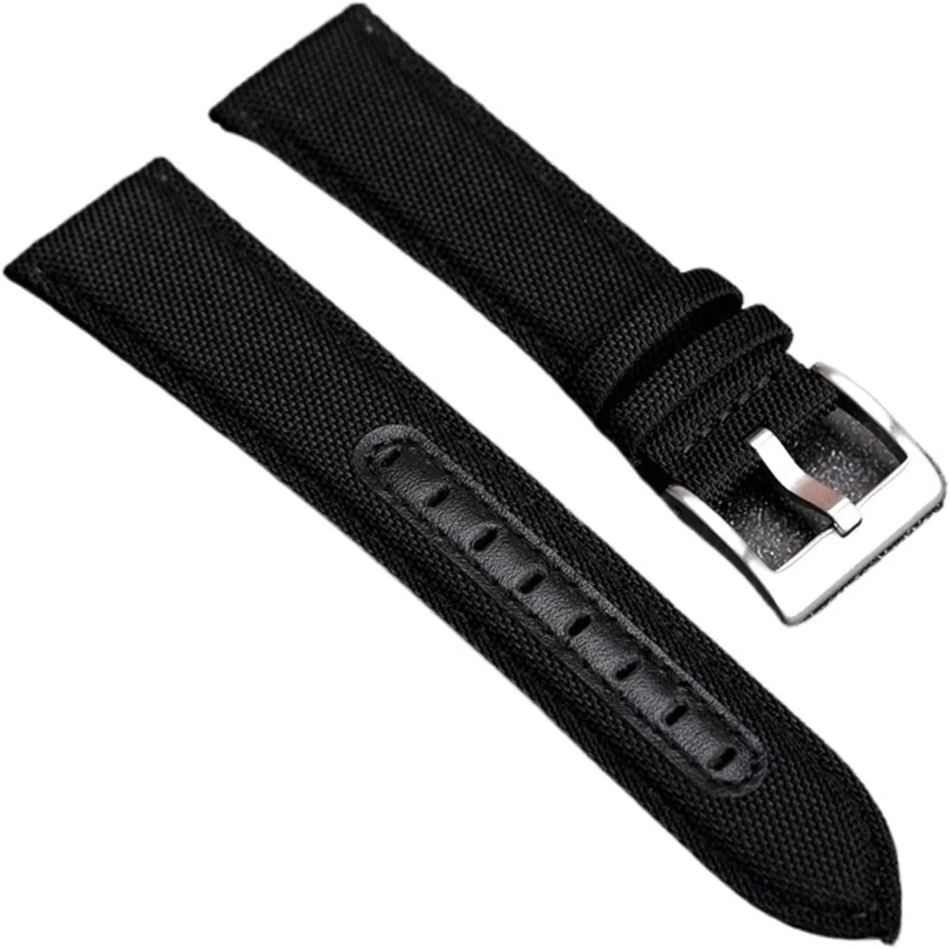 Canvas And Leather Watchband 20MM 22MM Black And Green Men's Military Watch Strap Handmade Bracelet