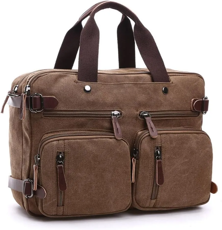 Canvas Bag Business Briefcase Hand Cross Slung Shoulder Three Use Bag Large Computer Bag