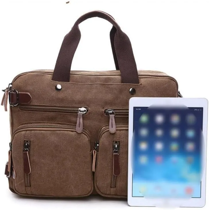 Canvas Bag Business Briefcase Hand Cross Slung Shoulder Three Use Bag Large Computer Bag
