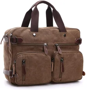Canvas Bag Business Briefcase Hand Cross Slung Shoulder Three Use Bag Large Computer Bag