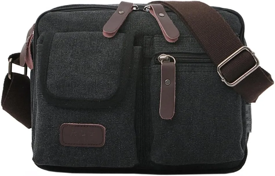 Canvas Crossbody Bag, Men's Casual Shoulder Bag Outdoor Small Messenger Bag
