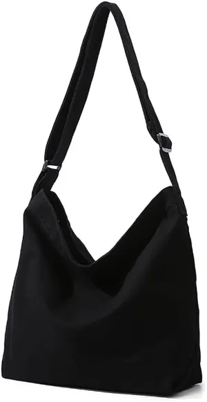 Canvas Shoulder Handbag Casual Retro Style Tote Bag Convenient Adjustable Shoulder Strap Crossbody Bag