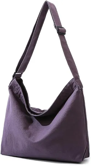 Canvas Shoulder Handbag Casual Retro Style Tote Bag Convenient Adjustable Shoulder Strap Crossbody Bag