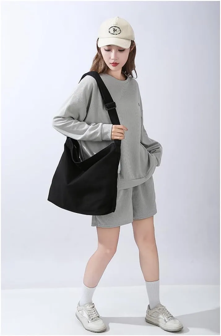 Canvas Shoulder Handbag Casual Retro Style Tote Bag Convenient Adjustable Shoulder Strap Crossbody Bag