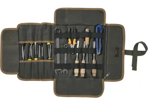 Canvas Tool Roll, 16OZ Waxed Canvas Tool Carrier Roll - Multipurpose Wrench Storage Roll with 9 Slots & 1 Zippered Pocket & Elastic Band, for Electrician Contractor Repairman - Army Green