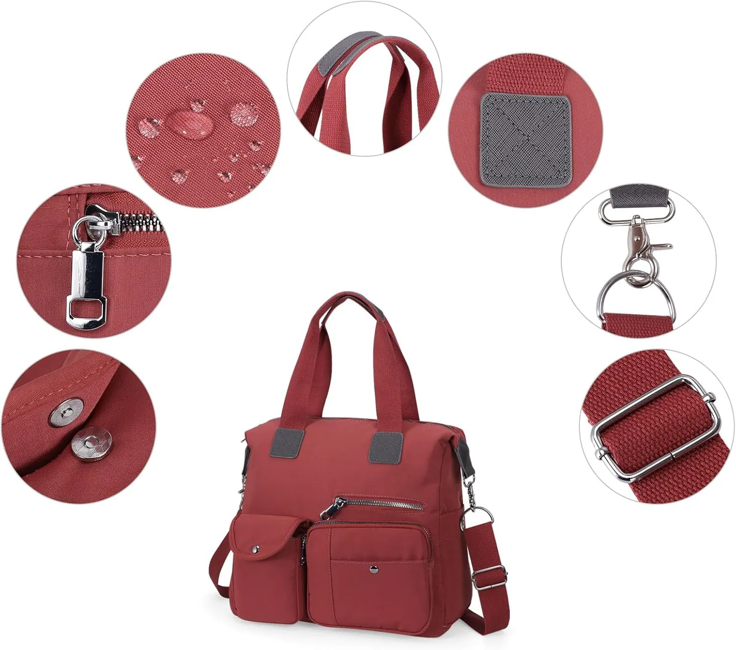Canvas Tote Bag With Multi Pockets for Women,Shoulder Handbag,Nurse Bag for Work,Crossbody Purse,Top Handle Satchel