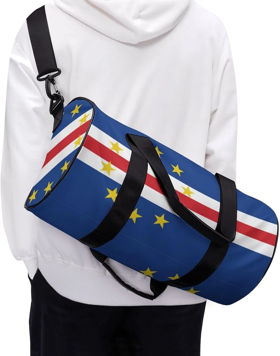 Cape Verde Flag Large Capacity Sports Duffel Bag for Gym Travel Weekend for Men Women