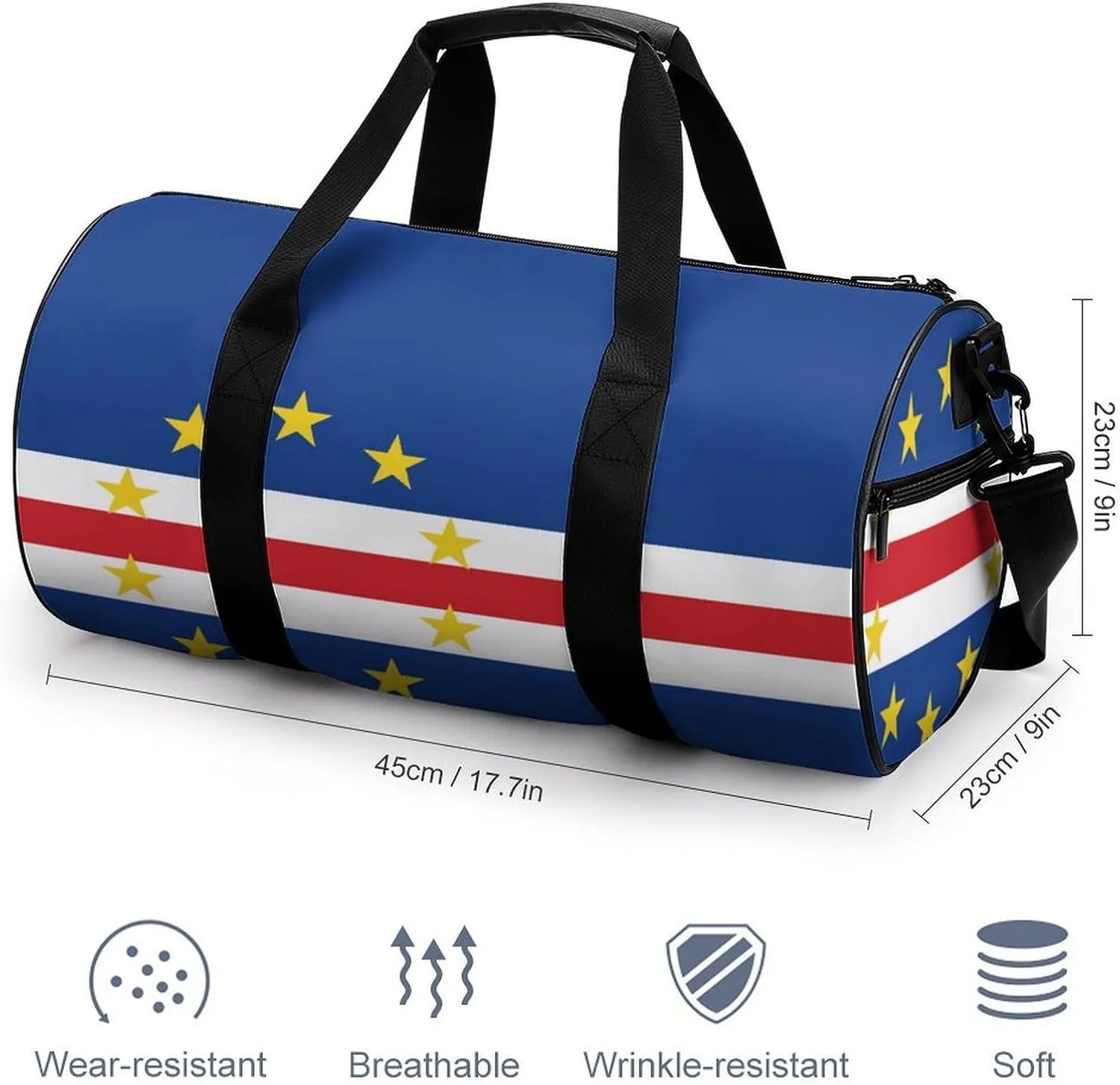 Cape Verde Flag Large Capacity Sports Duffel Bag for Gym Travel Weekend for Men Women
