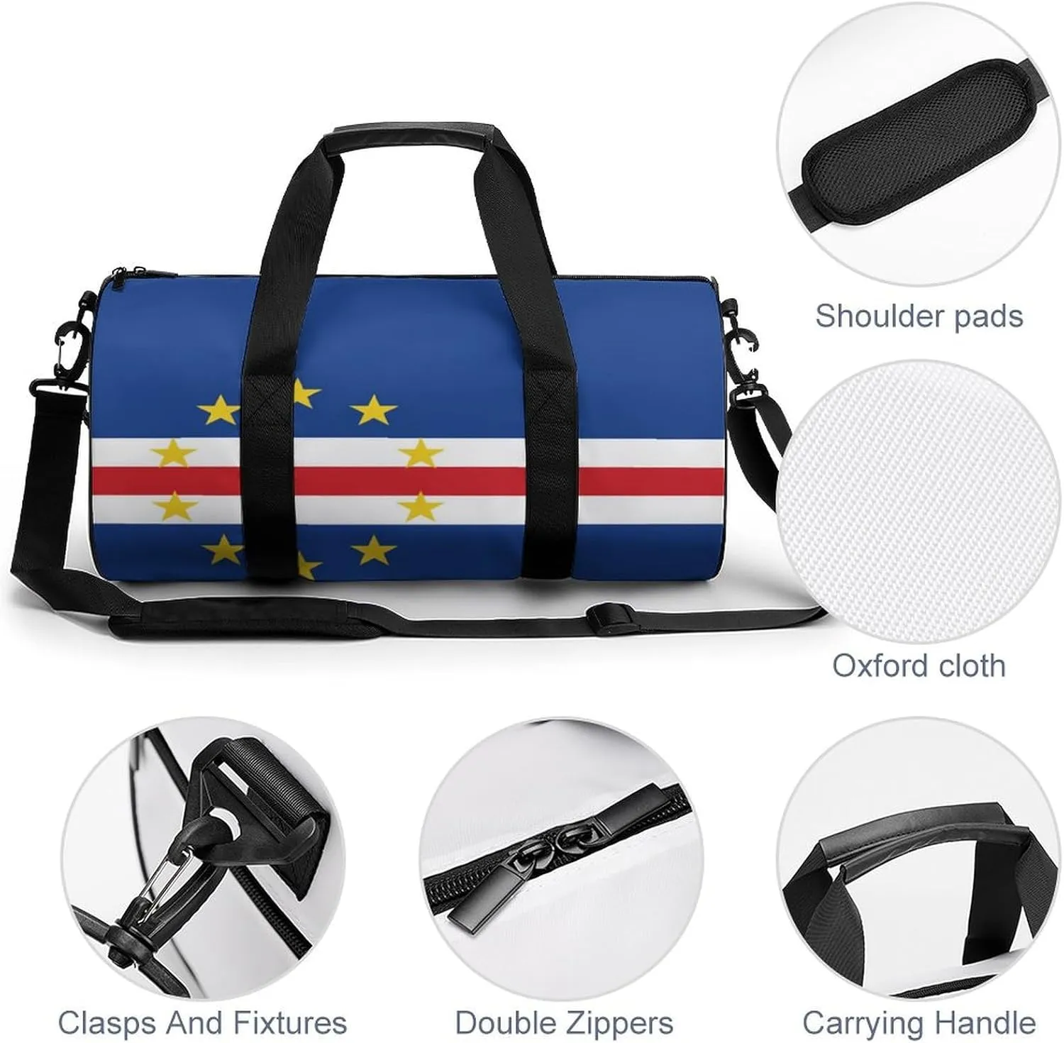 Cape Verde Flag Large Capacity Sports Duffel Bag for Gym Travel Weekend for Men Women