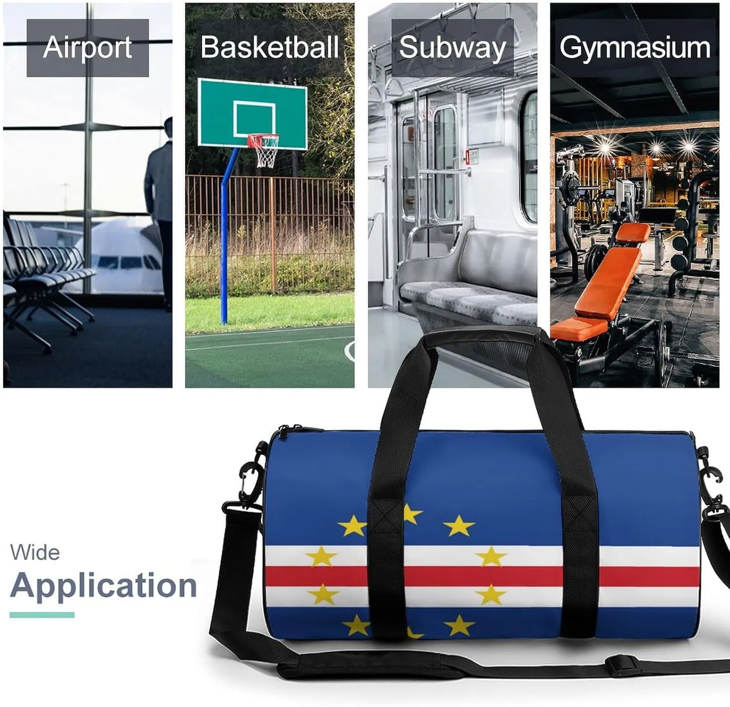 Cape Verde Flag Large Capacity Sports Duffel Bag for Gym Travel Weekend for Men Women