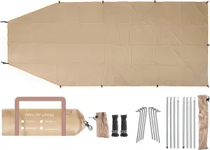 Car Awning Waterproof Oxford Cloth Outdoor Camping Tarp SUV Truck Tailgate Canopy RV Vehicle Roof Sun Shade Hatchback Car Tent Khaki